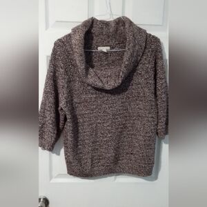 New York & Company Marled Brown Cowl Neck Sweater